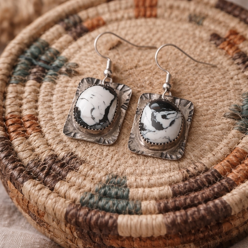 Elegant Black and White Dangle Earrings